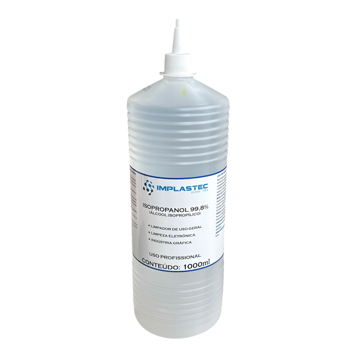 ALCOOL ISOPROPILICO 1 LITRO 99,8% ISOPROPANOL C/BICO APLICADOR IMPLASTEC