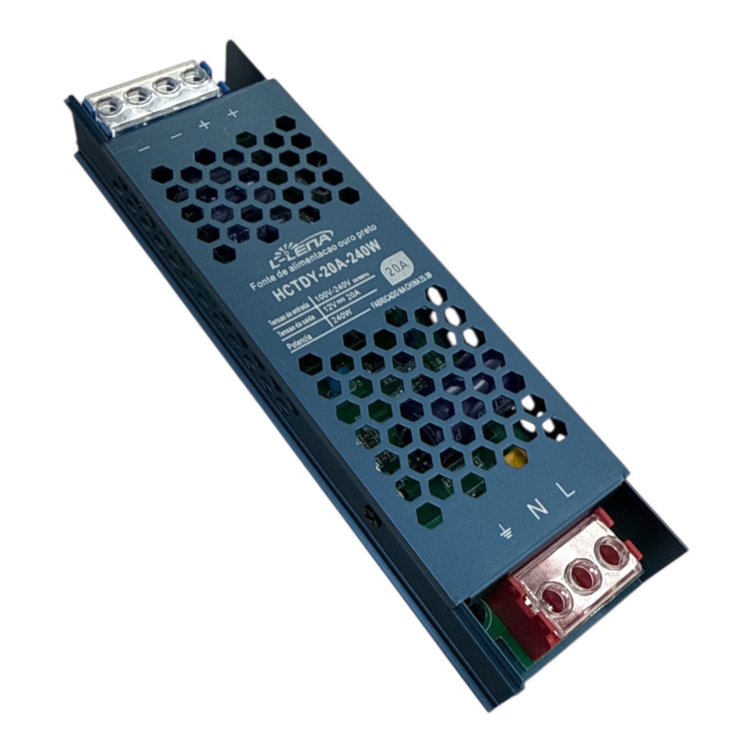 FONTE CHAVEADA 12V 20A 250W HCTDY ESTABILIZADA SLIM