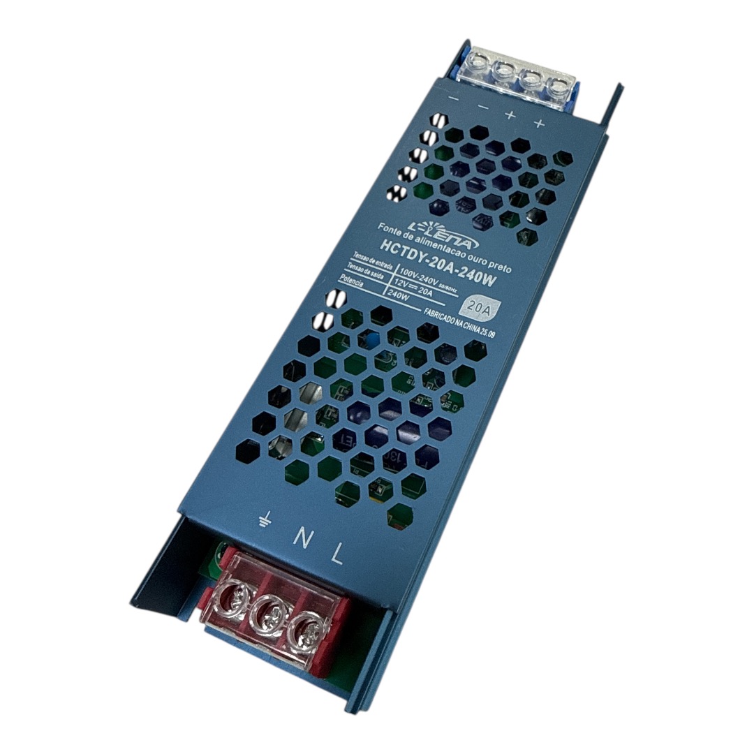 FONTE CHAVEADA 12V 20A 250W HCTDY ESTABILIZADA SLIM