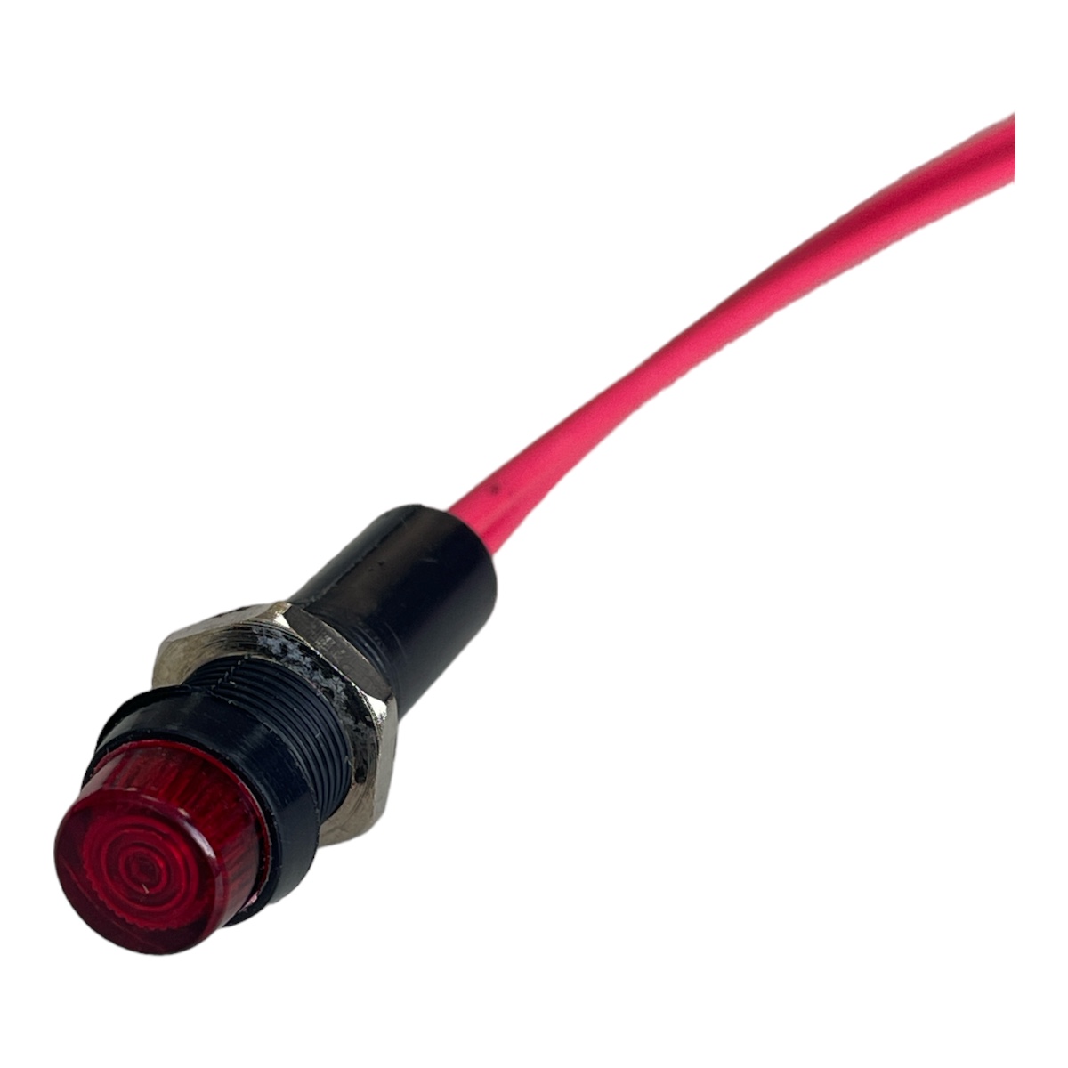 SINALEIRO OLHO DE BOI 1352 VERMELHO C/LAMPADA NEON BIVOLT FIO VERMELHO DE 30 CENTIMETROS