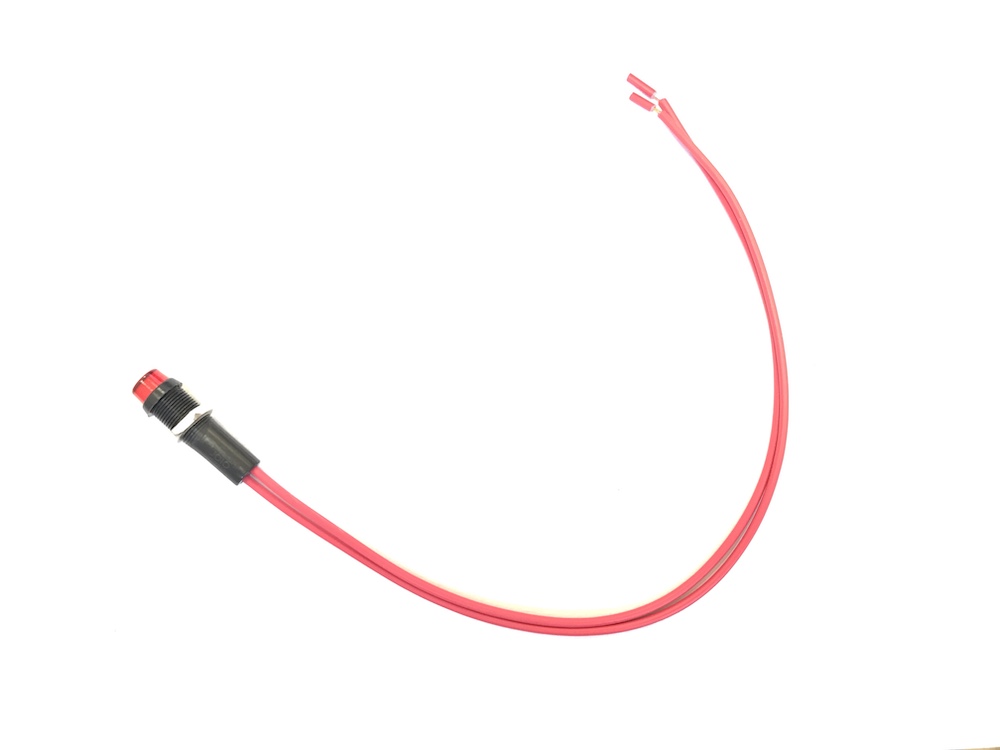 SINALEIRO OLHO DE BOI 1352 VERMELHO C/LAMPADA NEON BIVOLT FIO VERMELHO DE 30 CENTIMETROS
