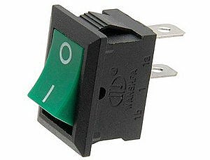 CHAVE LIGA DESLIGA KCD1-101 PRETA C/BOTÃO VERDE 6A 250V (0022)
