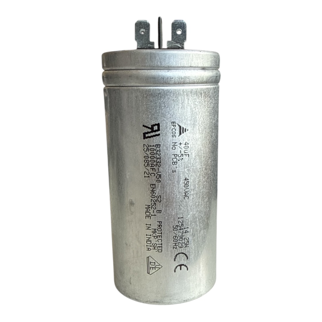 CAPACITOR DE PARTIDA PPM 40UF 450VCA B32332V6406J050 TERMINAL FASTON 50X105MM CANECA METÁLICA BASE LISA EPCOS