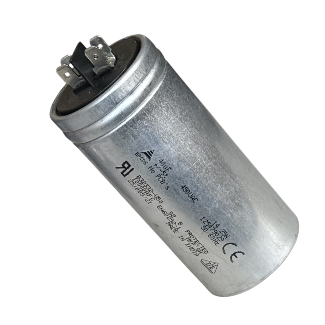 CAPACITOR DE PARTIDA PPM 40UF 450VCA B32332V6406J050 TERMINAL FASTON 50X105MM CANECA METÁLICA BASE LISA EPCOS