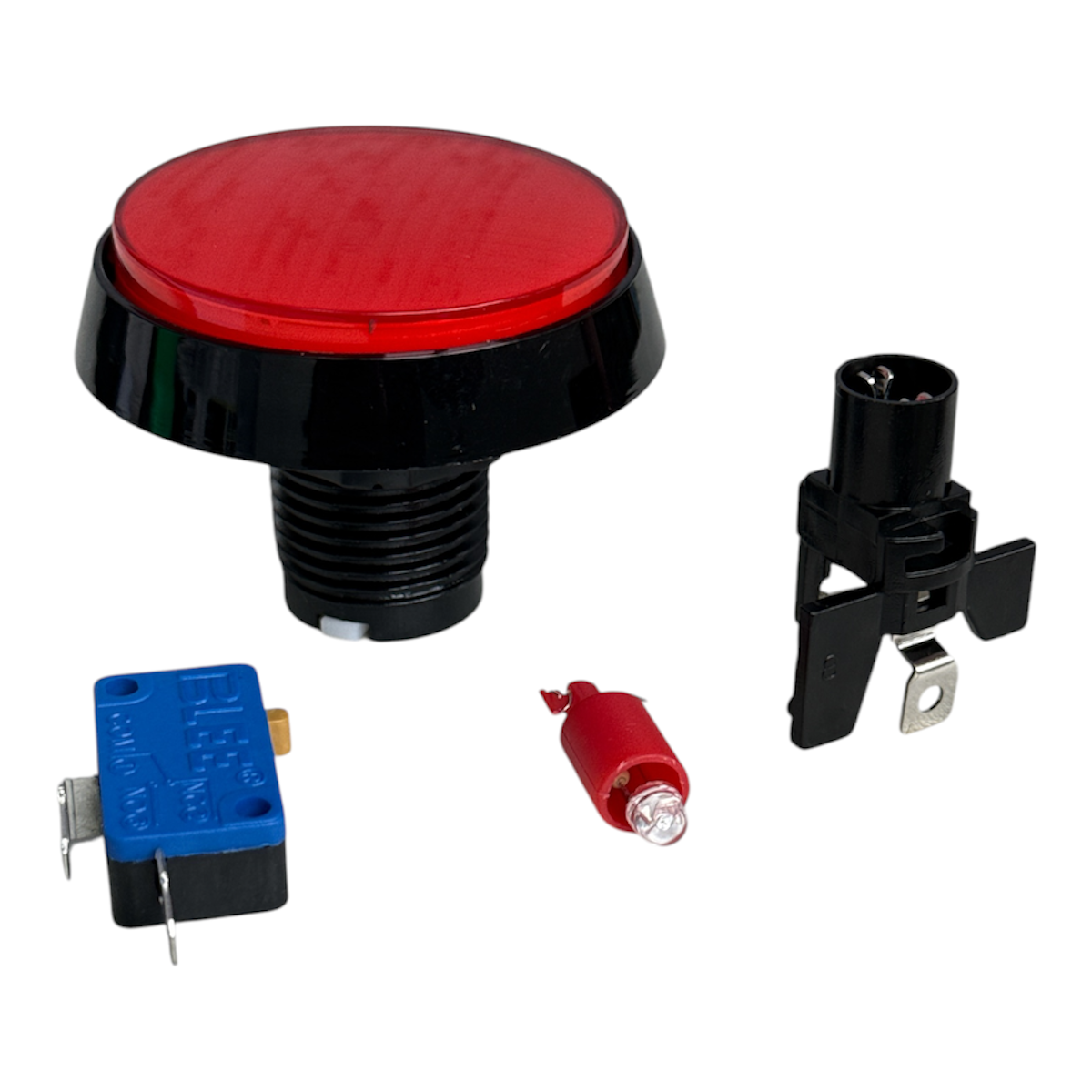 BOTAO FLIPERAMA 60MM ILUMINACAO VERMELHO 12V MICROSWITCH 2T