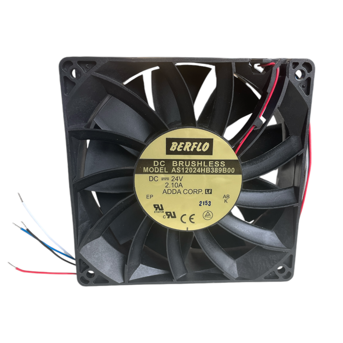 MICROVENTILADOR 120X120X38MM 24V 6000RPM 2,10A AS12024HB389B00 ROLAMENTO 4 FIOS PT/VM/AM/AZUL
