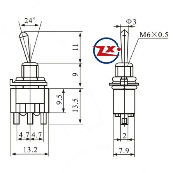 CHAVE ALAVANCA ON-ON MTS102-1 POLO 3 TERMINAIS ZX
