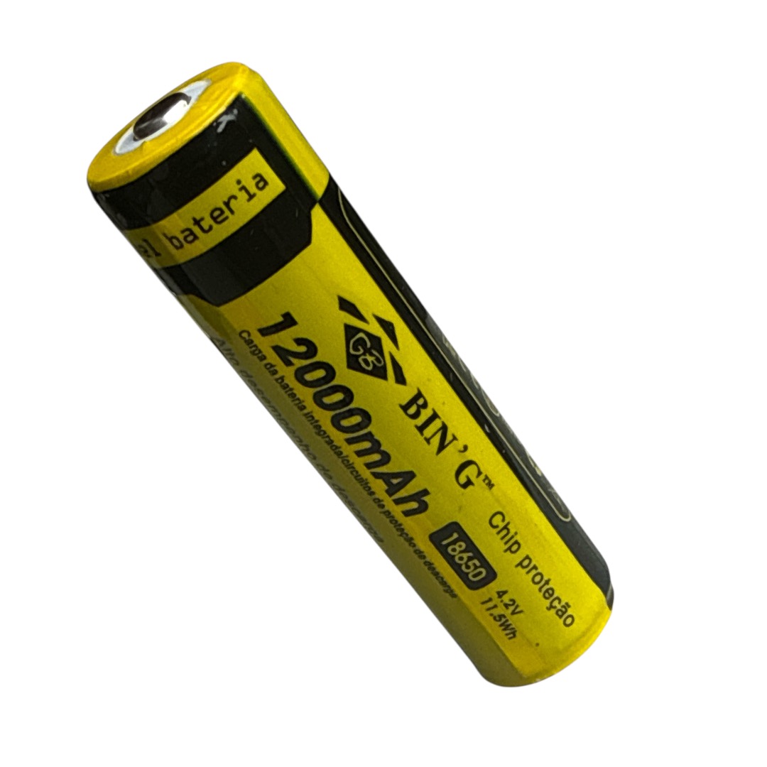 BATERIA PARA LANTERNA RECARREGÁVEL LI-ION 18650 4,2V 11,5WH 12000MAH CHIP DE PROTEÇÃO