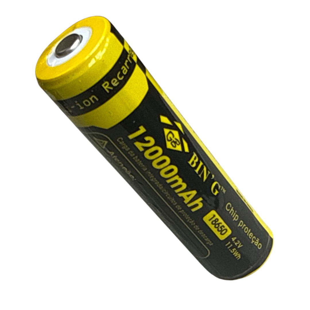 BATERIA PARA LANTERNA RECARREGÁVEL LI-ION 18650 4,2V 11,5WH 12000MAH CHIP DE PROTEÇÃO