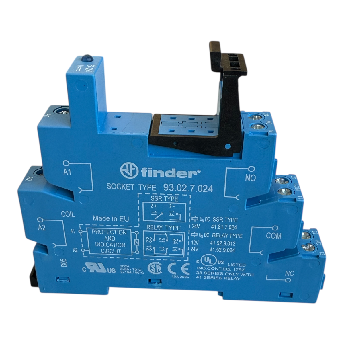 BASE 93.02.7.024 P/ TRILHO DIN 35MM P/ RELE SERIE 41.52 FINDER