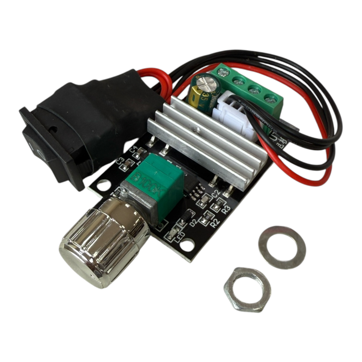 CONTROLADOR DE VELOCIDADE PWM 6 A 28V COM CHAVE DE ROTACAO DO MOTOR