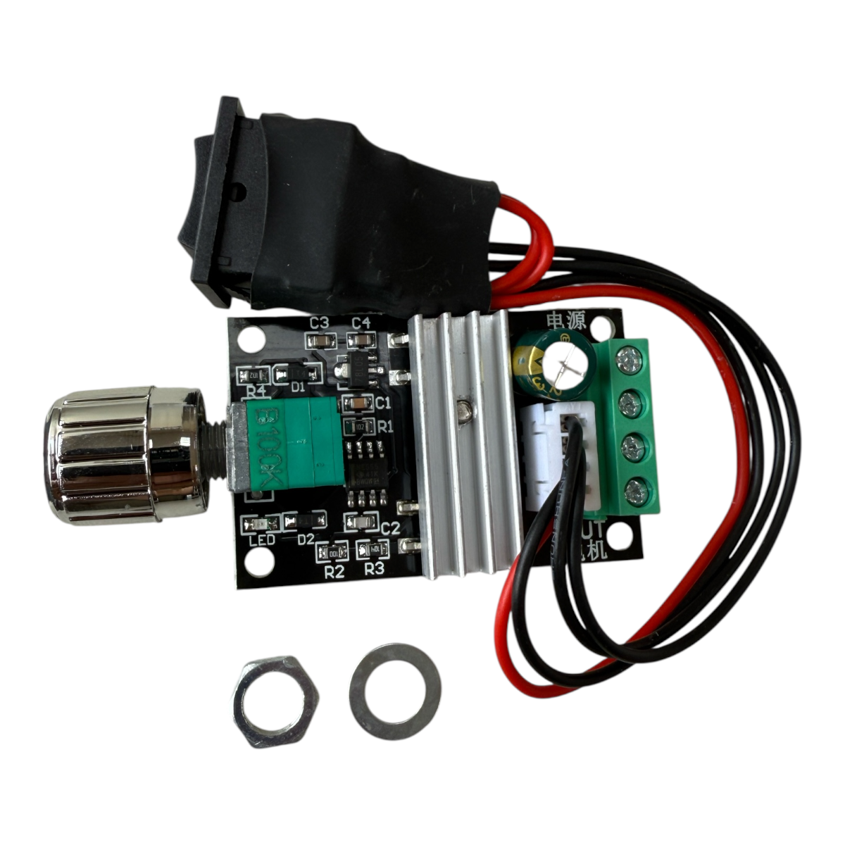 CONTROLADOR DE VELOCIDADE PWM 6 A 28V COM CHAVE DE ROTACAO DO MOTOR