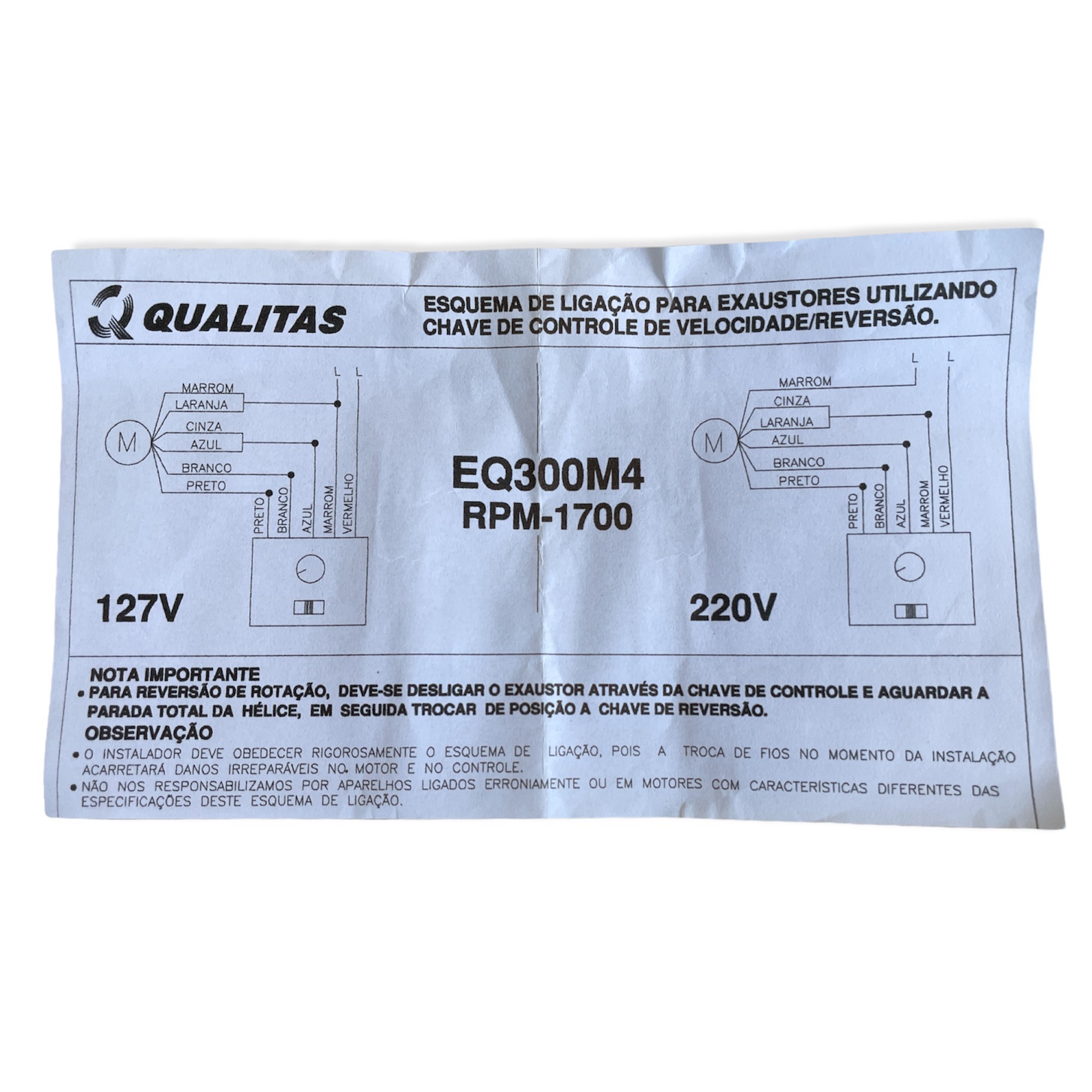 CAIXA DE CONTROLE EQ300M4 QUALITAS