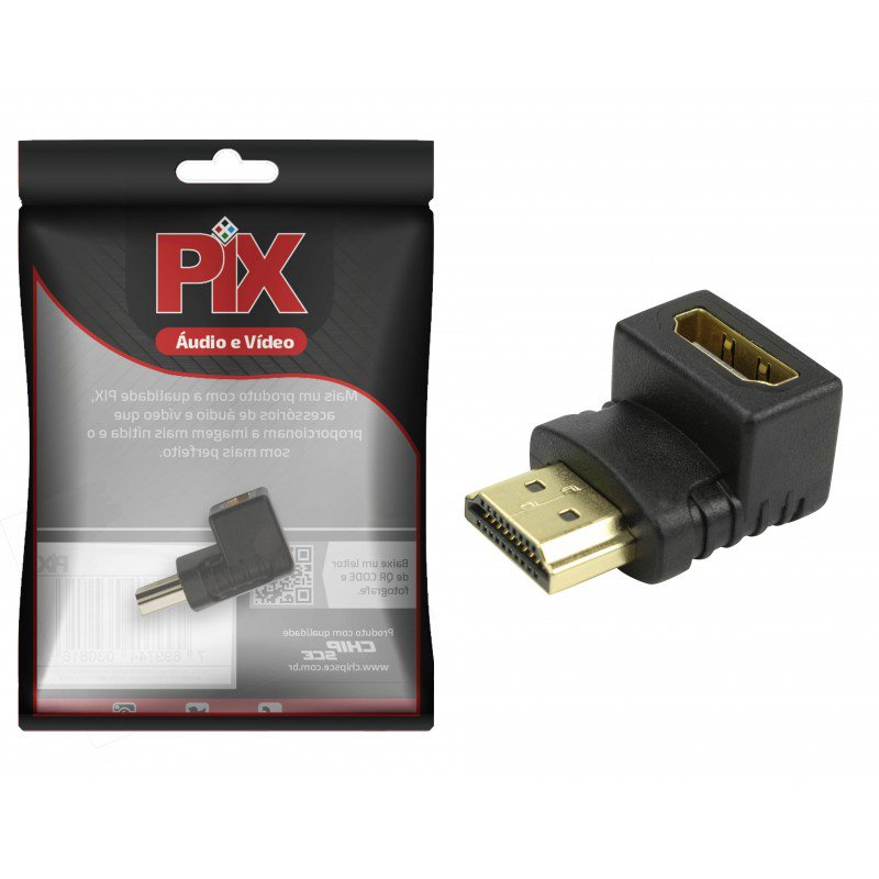 ADAPTADOR HDMI FEMEA X HDMI MACHO 90 GRAUS
