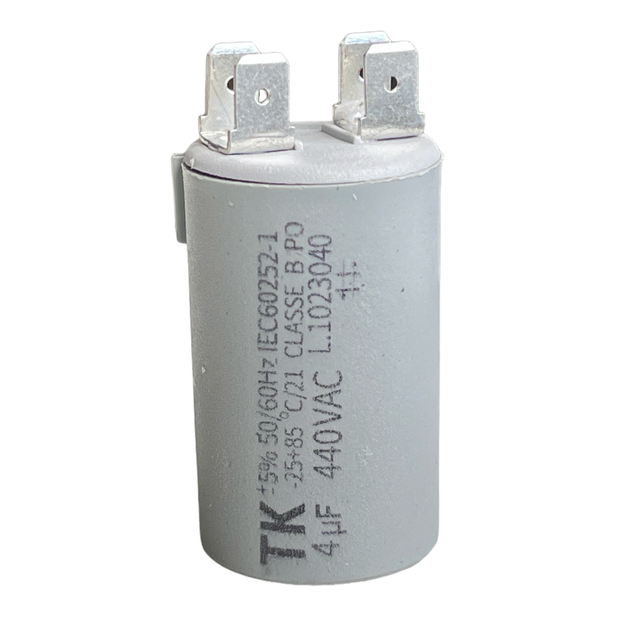 CAPACITOR DE PARTIDA 4UF 440VCA 5% 50/60HZ -25+85 GRAUS FAST-ON CANECA PLASTICA CBB60 30X50MM TK