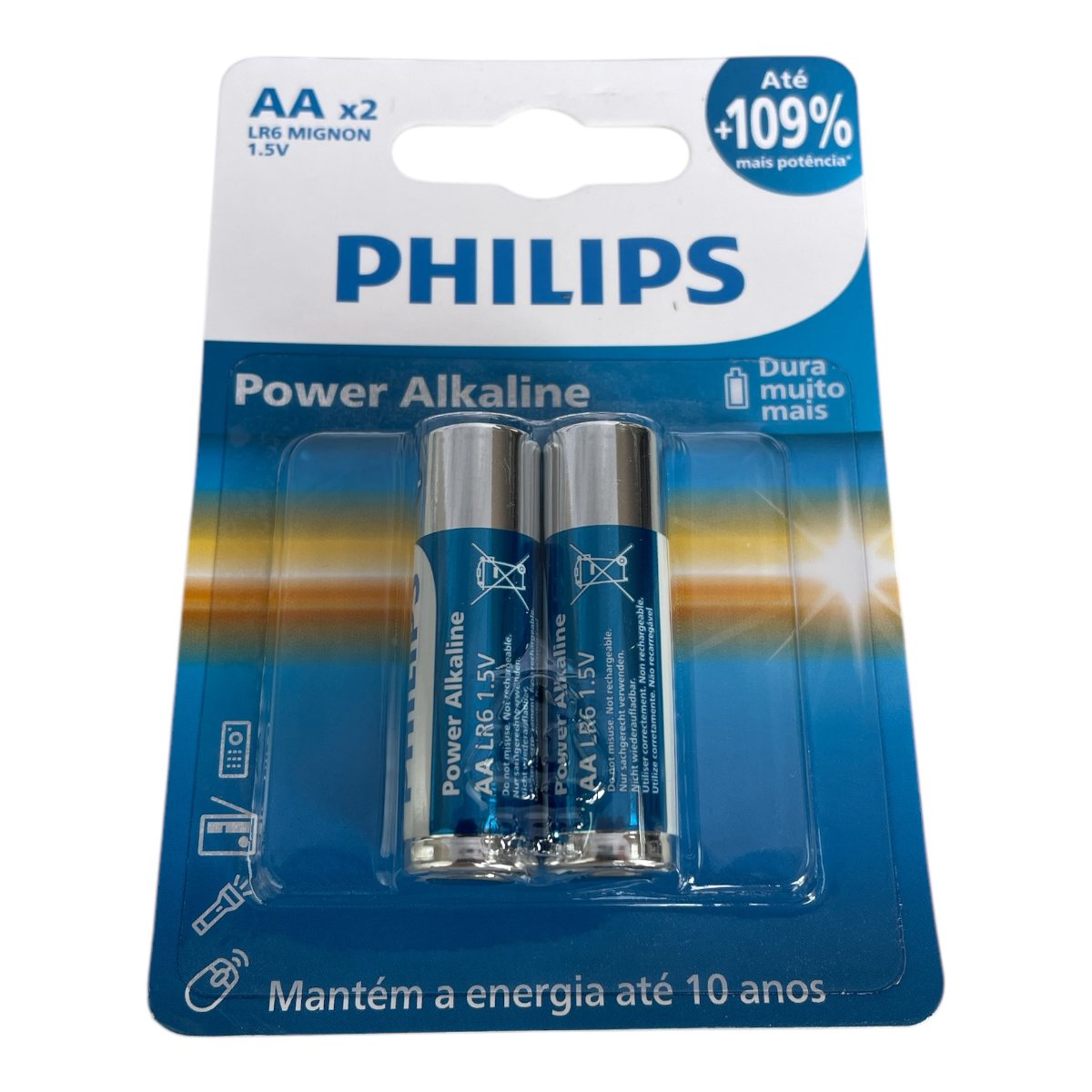 PILHA ALCALINA AA 1,5V LR6P2B/59 COM 2 PEÇAS PHILIPS