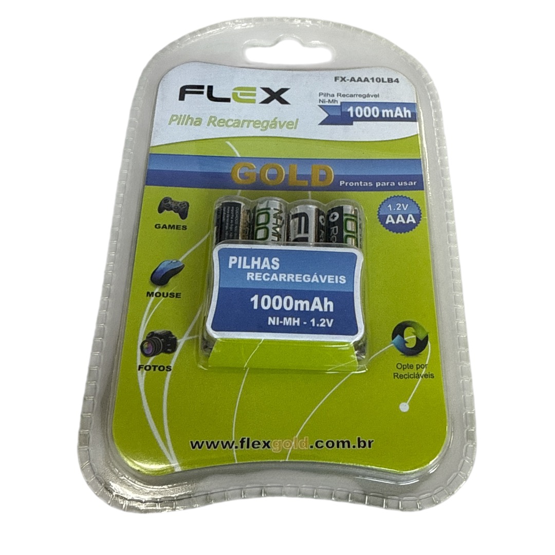 PILHA NI-MH RECERREGAVEL AAA 1,2V 1000MAH FX-AAA10LB4 BLISTER C/4 PEÇAS